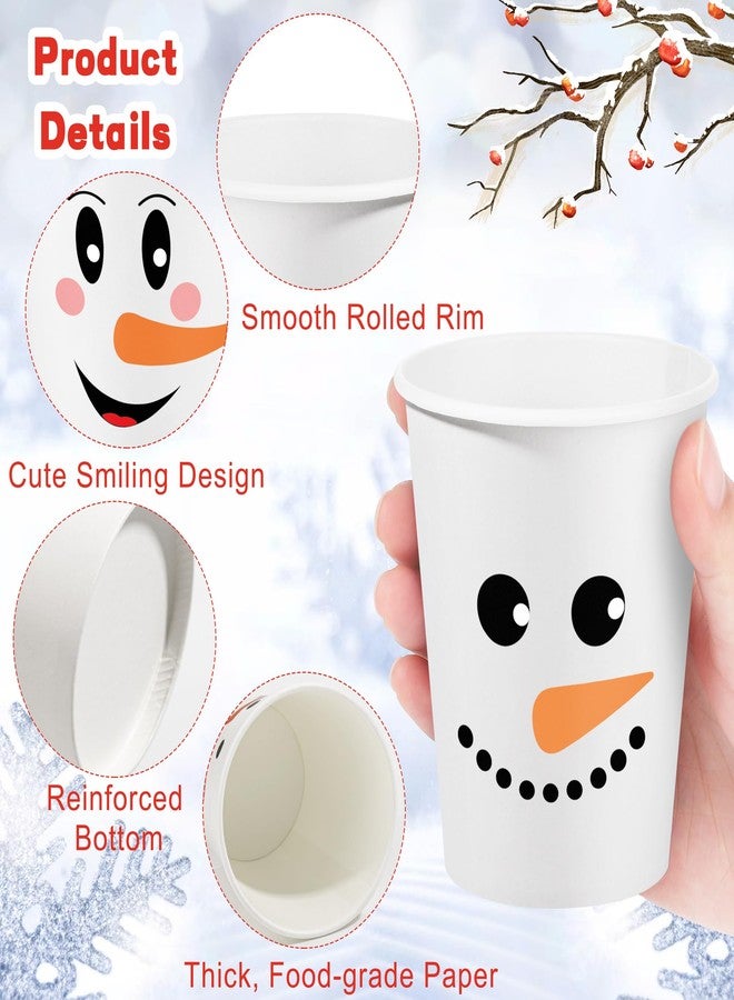 Kochorie 120 Pieces Christmas Snowman Disposable Paper Cups 9 Oz Winter Paper Cups Hot Cold Beverage Smile Face Drinking Cup for Christmas Winter Holiday Party Supplies - Image 3